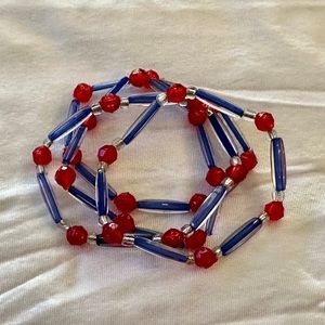 NEW!  Kids / Women Fun Beaded Stretch Bracelets July 4th Patriotic